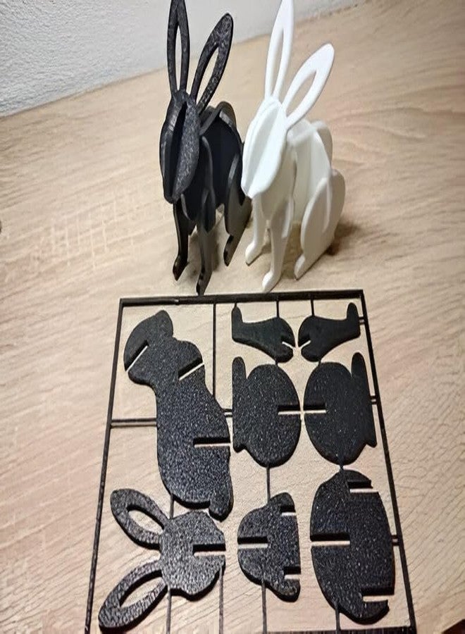 Beoals 3D Rabbit Assembly Puzzle, Black and White, DIY Decorative Animal Model - Image 3